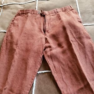 Rust color flat front linen pant 36 x 30